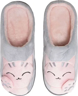 Produktbild von Damen Isoliert Hausschuhe Slip On Gefüttert Slippers Cats Grau Gr.38/39