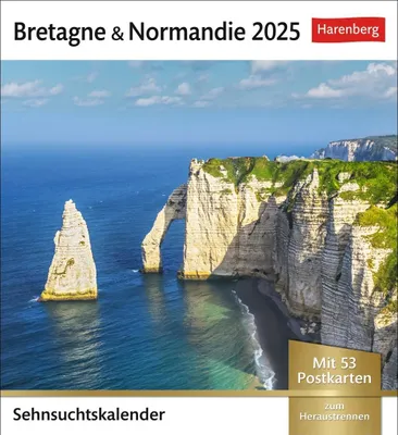 Produktbild von Bretagne & Normandie Sehnsuchtskalender 2025 - Wochenkalender mit 53 Postkarten