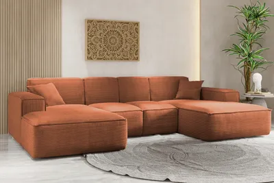 Zdjęcie produktu dla Sofa w kształcie U SIENA narożnik tkanina Poso ceglany