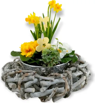 Produktbild von Holz Kranz Ø 40 cm x 10 cm grau