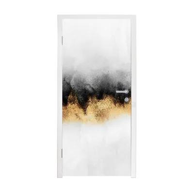 Obrázek produktu pro MuchoWow® Tapeta na dveře - samolepka na dveře - zlatá - elegantní - abstraktní - černá - bílá - - 205x80x0,1cm - plakát na dveře -