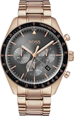 Produktbild von Pánské náramkové hodinky Hugo Boss Chronograph Trophy 1513632 - nerezová ocel/růžové zlato/šedá barva