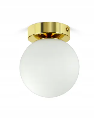 Zdjęcie produktu dla Lampa Sufitowa Plafon Złota Szklana Biała Kula Glass 545-P1 LED G9