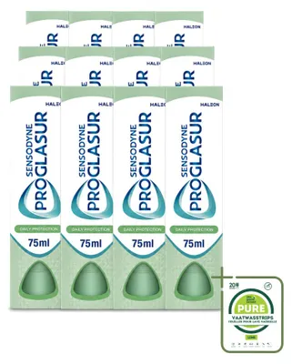 Immagine prodotto di 12 tubetti di dentifricio Sensodyne Proglasur Daily Protection - 75 ml - Confezione grande - 12 pezzi