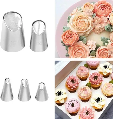 Obrázek produktu pro Sada zdobících trysek RVS – sada 5 nerezových trysek – na cupcakes, sušenky a dorty