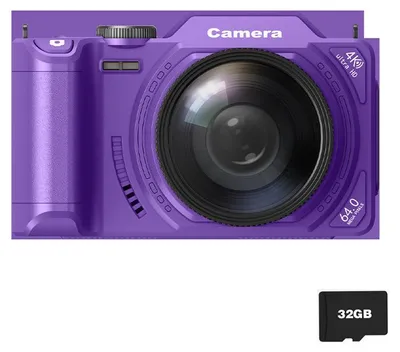 Produktbild von ZELURXX 4K WIFI Vlog Digitalkamera 1080p AF-Objektiv Beauty Filter, 3.0" Display, Anti-Shake, Typ-C, 1200mAh, Einsteiger, Mikrofon, 32GB, Lila