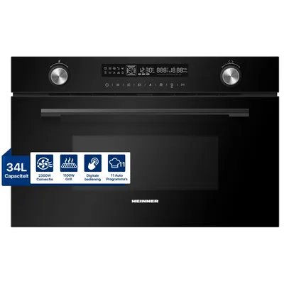 Productafbeelding van Heinner HMW-MDBI34CTBK, Inbouw, Magnetron met grillfunctie, 34 liter, 900 W, Draaiplateau, Bedieningsknoppen, Zwart