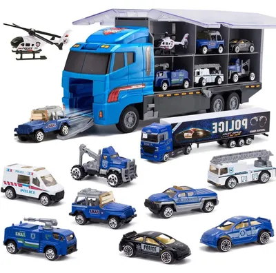 Produktbild von Polizei Fahrzeuge Spielset mit 10 Mini Trucks