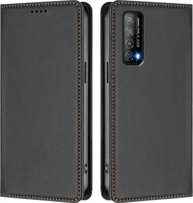 Obrázek produktu pro Kožené pouzdro pro Huawei Y7A/P Smart 2021, magnetické flipové pouzdro zPolyuretankůže se stojánkem Černá
