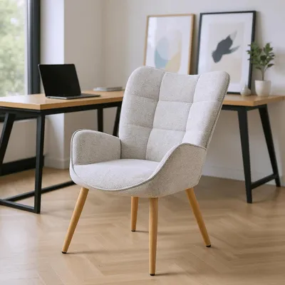 Imagen del producto de Sillón - Silla de estar - Sillón - Silla con reposabrazos - Tapizado en gris - Diseño ergonómico - 72x62x90,5 cm