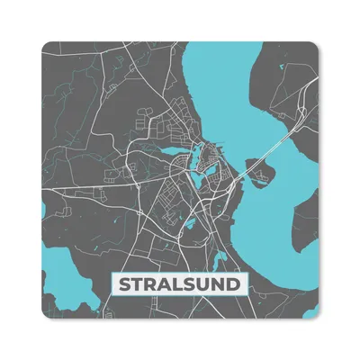 Produktbild von MuchoWow® Mauspad Mousepad Blau - Deutschland - Karte - Gold - Stadtplan - Stralsund 20x20 cm - Mousepads - Maus Mat - Pad - Mausunterlage - Desk Mat - Bureauartikeln