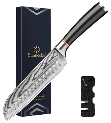 Image de Couteau Santoku en acier damas, lame de 17 cm, acier VG-10, manche ergonomique