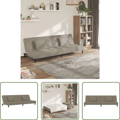 Produktbild von The Living Store Schlafsofa 2-Sitzer mit 2 Kissen Hellgrau Samt