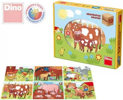 Image de DINO BOIS Kubus 12 pièces cubes animaux maison