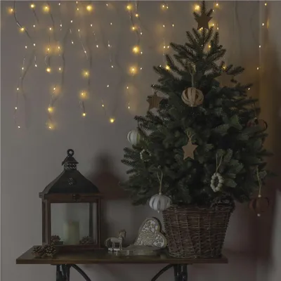 LED Weihnachtliche Drop-Kette – Eiszapfen, 2,9 m, Außen und Innen, warm-weiß, Programme