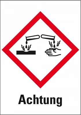 Produktbild von Dreifke® Aufkleber I Gefahrensymbol Ätzwirkung GHS 05, Achtung, Folie, 105x14...