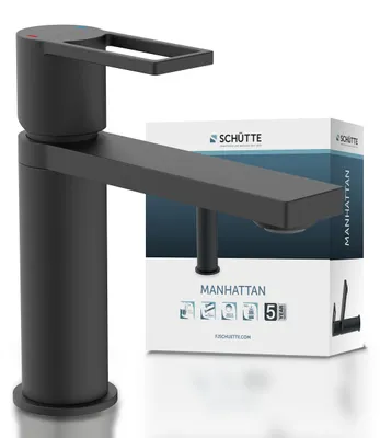 Produktbild von Waschtischarmatur MANHATTAN, Wasserhahn Bad mit Ablaufgarnitur, Pop Up Abflussstopfen, Mischbatterie Waschbecken Chrom