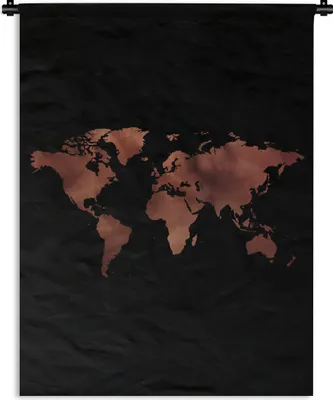 Produktbild von MuchoWow® Wandteppich Wandbehang Weltkarte - Rot - Schwarz 150x200 cm Tapisserie Dekoration Wandtuch - Wandaufhängung - Moderner