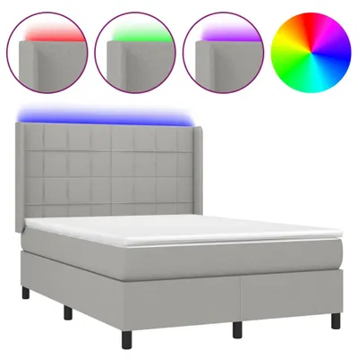 Immagine prodotto di vidaXL Letto a molle con materasso e LED in tessuto grigio chiaro 140x200 cm