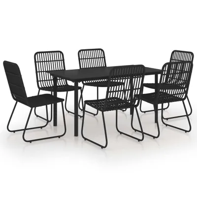 Image de Ensemble à manger d'extérieur 7 pcs résine tressée et verre