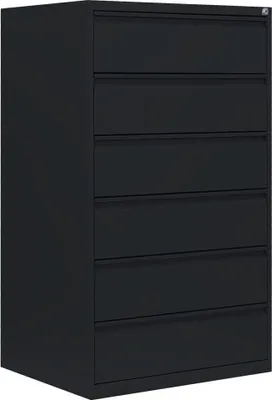 Produktbild von Karteischrank Karteikartenschrank DIN A5 dreibahnig 6 Schubladen Schwarz 565639