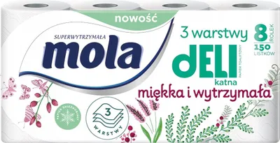 Obrázok produktu pre Mola Delikatna Biała Papier Toaletowy 8 rolek