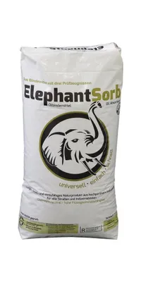 A white bag of absorbent material with an elephant logo.