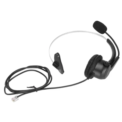 Produktbild von Telefon-Headset RJ9-Ohrhörer mit um 330° verstellbarem Mikrofon für Festnetztelefone zu Hause, im Callcenter oder im Büro