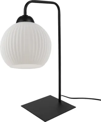 Produktbild von Riffle Tischlampe Schwarz 1 Flacher Weisser Lampenschirm Kugel E27