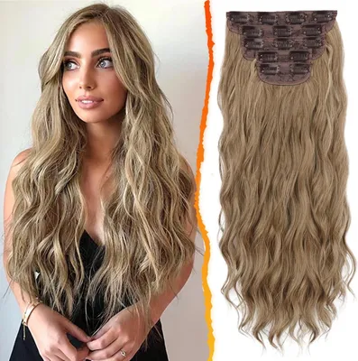 Image de Clip Haare Extensions 5 STÜCKE Lange Wellige Highlights 50CM Braun Blond