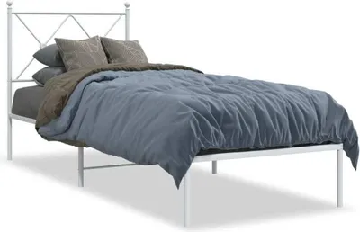 Produktbild von "Rabatt" Bettgestell Komfort - mit Lattenrost - mit Kopfteil Metall Weiß 80x200 cm - Klassische Betten CC17281