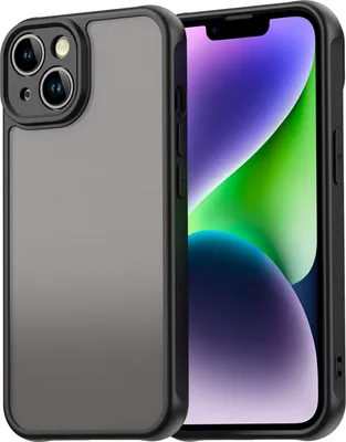 Produktbild von Matt Hülle für iPhone 14 mit Kameraschutz, Transluzente Matt Rückseite Stoßfeste Handyhülle Schwarz