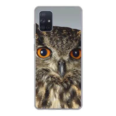 Produktbild von MuchoWow® Handyhülle Schutzhülle Hülle für Samsung Galaxy A71 Braune Eule mit hellblauem Hintergrund Silikon Softcase Handy Hülle - Kartenbesitzer