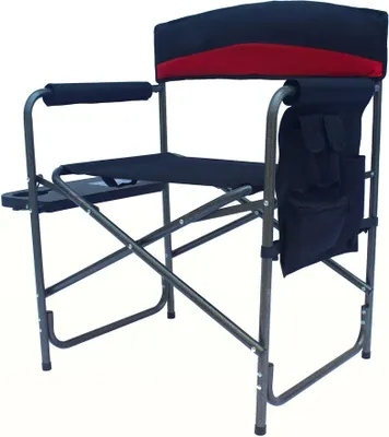 Produktbild von Aga Campingstuhl mit Tisch & Seitentasche Rot / Schwarz – Faltbarer Regiestuhl mit Armlehnen, Aluminiumgestell, bis 100 kg, für Outdoor, Angeln & Garten