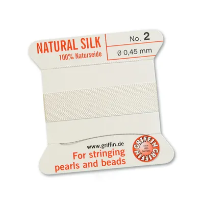 Obrázok produktu pre Perlseide Natur weiß Nr-2-0,45mm - 2m / 1 Nadel