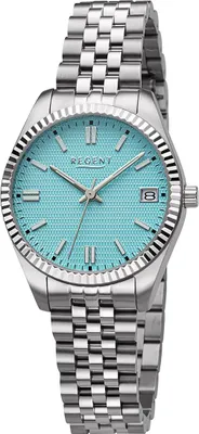 Imagen del producto de Reloj de pulsera Regent para mujer, acero inoxidable, esfera analógica, pulsera de metal plateada, modelo D2URBA879