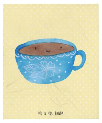 Produktbild von Mr. & Mrs. Panda Bettdecke Kaffee Tasse - Gelb Pastell - Geschenk, Genuss, Kuschelige Decke, Geschmack, Lustige Sprüche, Liebe, Plaid, Tagesdecke, Kuscheldecke, Glücklich