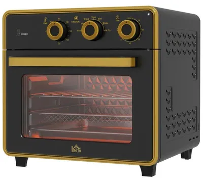Zdjęcie produktu dla Mini piekarnik o pojemności 20 litrów, moc 1400 W | Kolor: czarny | Wymiary: 37,7 x 36 x 34,5 cm