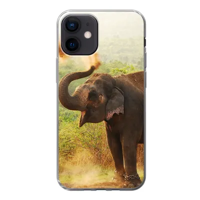 Produktbild von MuchoWow® Handyhülle Schutzhülle Hülle für iPhone 12 Elefant - Tiere - Wald - Bäume Silikon Softcase Handy Hülle - Schutzhülle