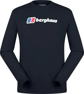 Langärmliges T-Shirt von Berghaus in Schwarz mit großem Logo auf der Vorderseite.