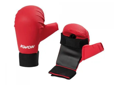 Produktbild von Karate Handschützer mit Daumenschlaufe CE. in 2 Farben rot L