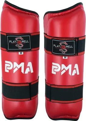Produktbild von Famanu Schienbeinschoner Kickboxen Sport Schutz Training & Wettkampf Schockabsorbierend Rot - Größe L