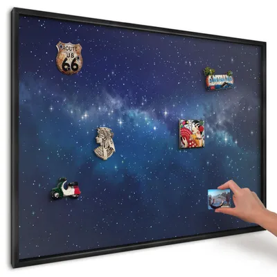 Produktbild von Magnettafel 100x70 cm mit schwarzem Rahmen - Magnetische Metalltafel, Magnetpinnwand zur Wandmontage für Wohnzimmer, Küche, Flur, Kinderzimmer und Büro - Sternenraum