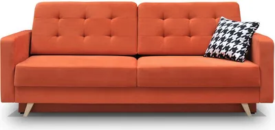Produktbild von Sofa mit Schlaffunktion und Bettkasten, Couch für Wohnzimmer, Schlafsofa Federkern Sofagarnitur Polstersofa Wohnlandschaft mit Bettfunktion - 229 cm x 97 cm x 95 cm CARLA (Orange - Jasmine 50)