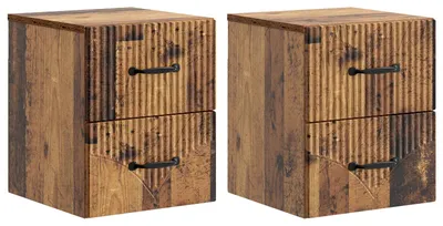 Zdjęcie produktu dla Wisząca Szafka Nocna 2 pcs Stare drewno 34,5 x 33 x 40 cm