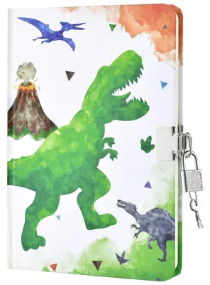 Obrázek produktu pro Zápisník pro děti se zámkem a klíčem | Svítící design s dinosaury | Formát A5, 160 stran, linkovaný