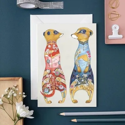 Image de Carnet A141 B6 + enveloppe « Suricates » - DM Collection