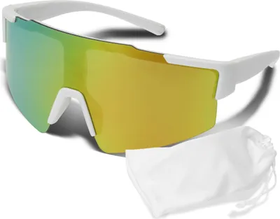 Produktbild von Sportbrille 'Schnelle Brille' - robuste Brille mit verspiegelten Gläsern - inkl. Mikrofaser Pouch zum sicheren Transport - weiß