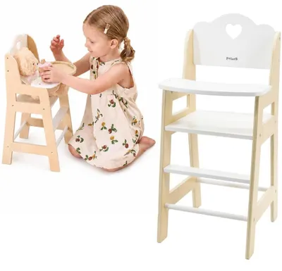 Produktbild von Viga Polarb Weißer Holzfütterungsstuhl für Puppen