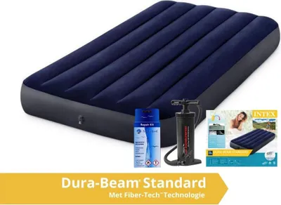 Produktbild von Intex Classic Dura-Beam - Luftmatratze - Einzel - Mit Reparaturset und Handpumpe - 191x99x25 cm - PVC - Blau